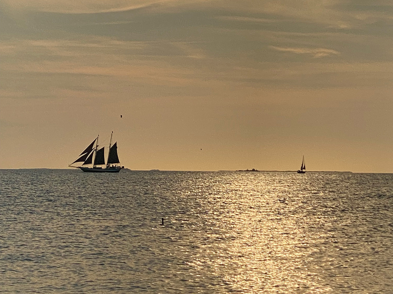 A sailing ship on the ocean in Key West